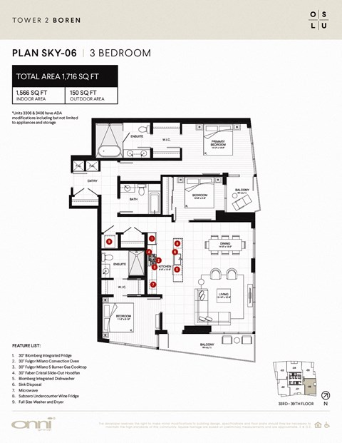 Floor plan for 3 beds, 2519 sqft